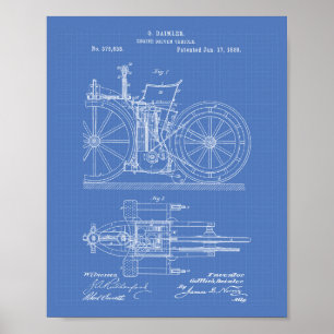 Affiches Véhicule piloté par moteur 1888 Brevet Art Plan di
