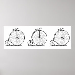 Affiches Vélo à grande roue victorien High Wheeler Penny Fa