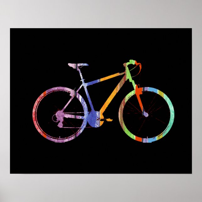Affiches vélo coloré sur noir (Devant)