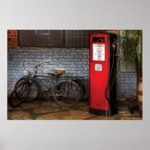 Affiches Vélo - Deux vélos et une pompe à gaz