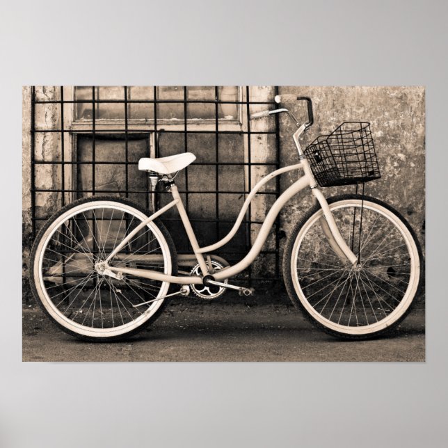 Affiches Vélo vintage Avec Panier (Devant)