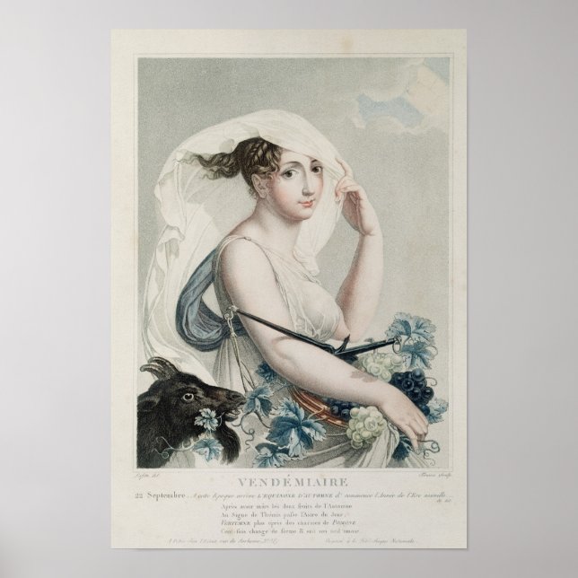 Affiches Vendemiaire, premier mois du calendrier républicai (Devant)