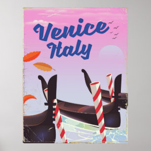 Affiches Venice Italie Gondola imprimé de vacances.