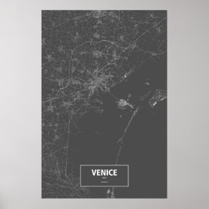 Affiches Venise, Italie (blanche sur le noir)