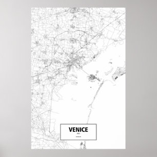 Affiches Venise, Italie (noir sur blanc)