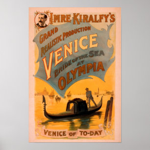 Affiches Venise, jeune mariée de la mer aux gondoles 2