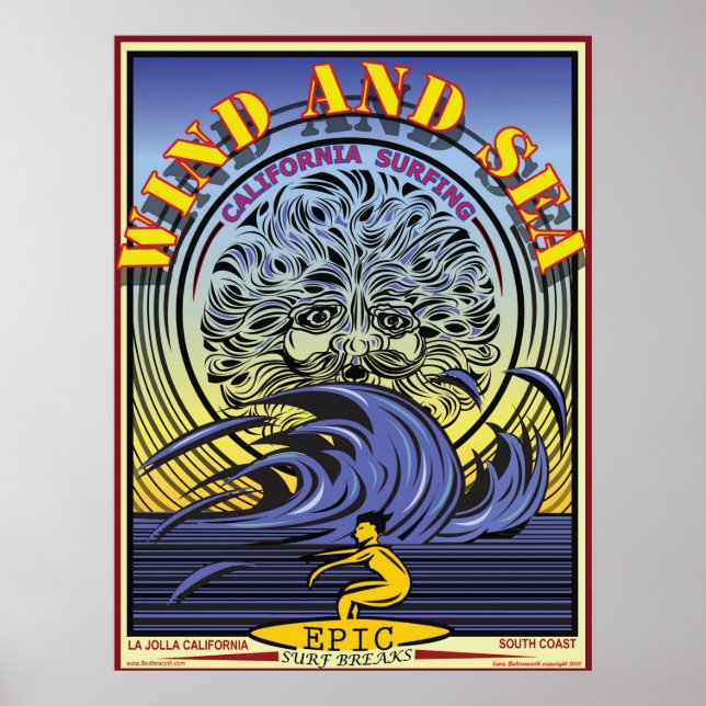 AFFICHES VENT ET MER LA JOLLA CALIFORNIA SURFBREAK (Devant)