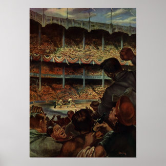Affiches Ventilateurs sportifs vintages dans un stade de ba