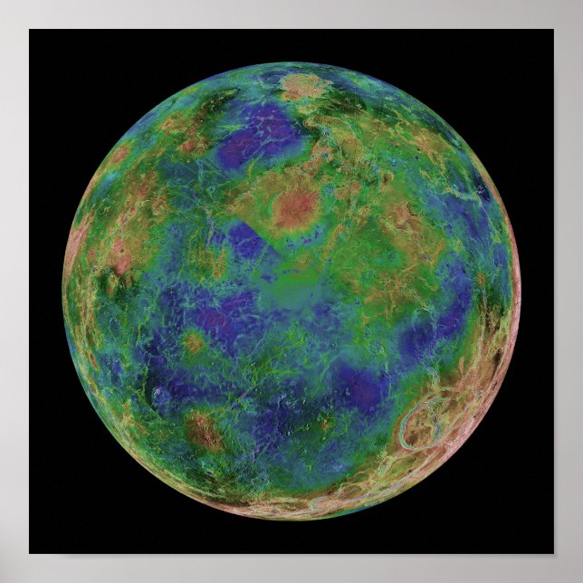 Affiches Vénus centré sur le Pôle Sud (Devant)