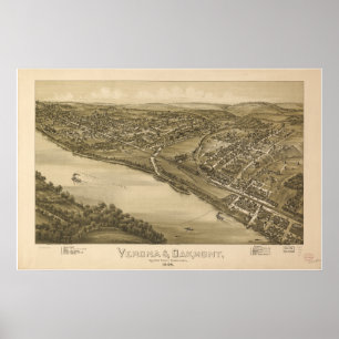 Affiches Vérone - Pénn Oakmont 1896 Carte panoramique antiq
