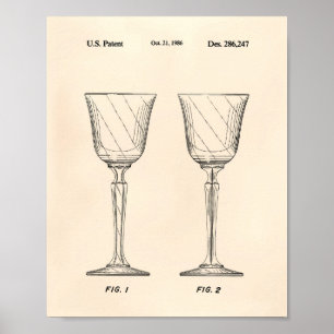 Affiches Verre à vin 1986 Brevet Art vieux poivre