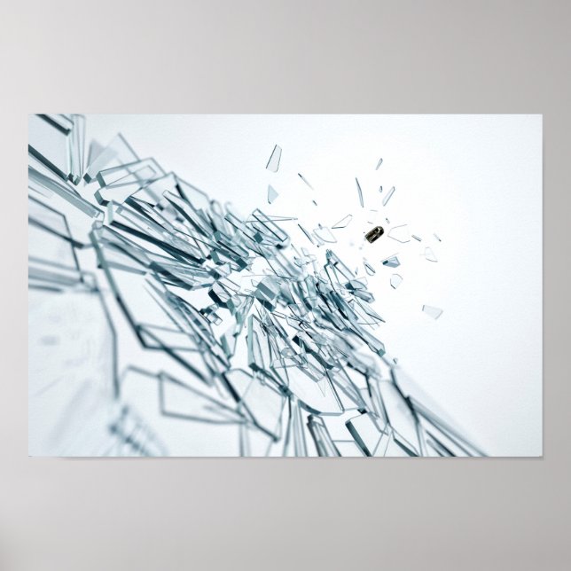 Affiches verre endommagé par une balle (Devant)