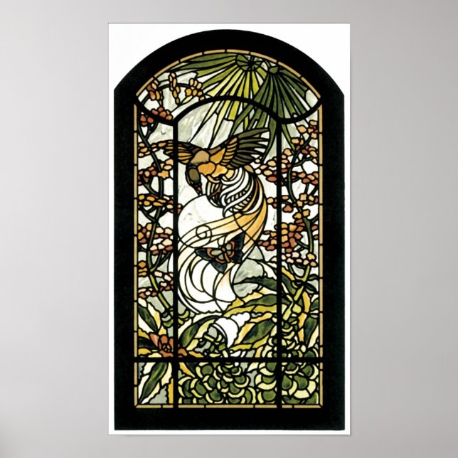 Affiches Verre tendu avec oiseau et papillon (Devant)