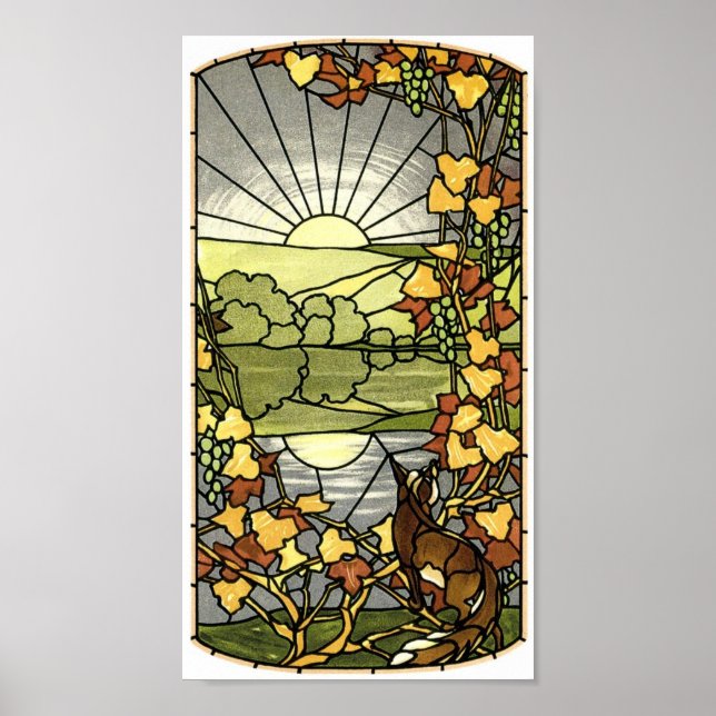 Affiches Verre tendu avec renard et soleil (Devant)