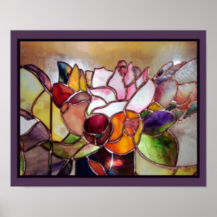 Affiches Verre Tissu Art Moderne Fleur Mur