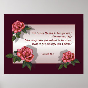 Affiches Vers de bible : Roses roses : 29:11 de Jérémie :