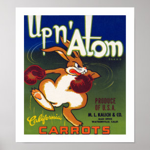 Affiches Vers le haut des carottes de la Californie d'atome
