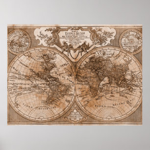 Affiches Version noir et blanc de la carte mondiale de L'Is