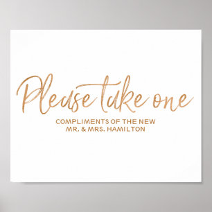 Affiches Veuillez prendre un 8x10 Rose Gold Wedding Favors