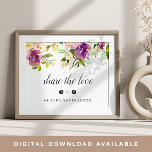 Affiches Vibrant Bloom Wedding Hashtag Sign