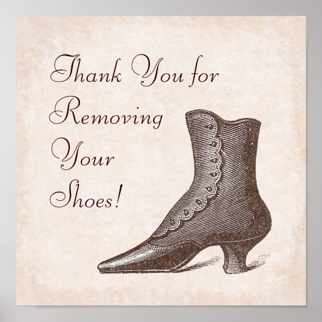 Affiches Victorian Boot Please Take off Your Shoes Sign (Devant)