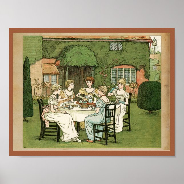 Affiches Victorian Garden Party Cinq invités Wall Art (Devant)
