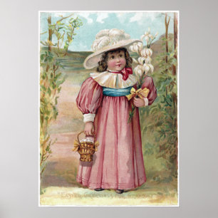 Affiches Victorian Girl with Easter Lilies for Grandma