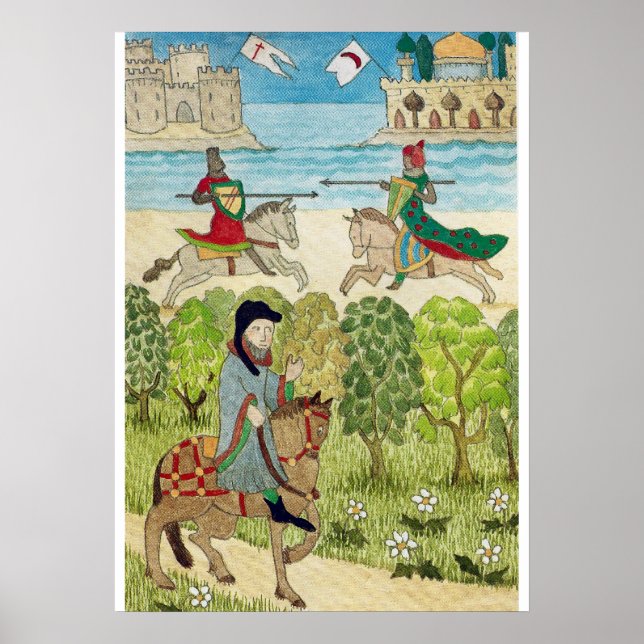 Affiches Vie médiévale en Angleterre - Pèlerins de Canterbu (Devant)