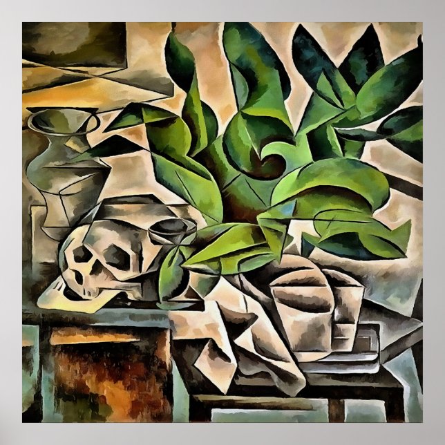Affiches Vie morte avec Cranium Géométrique Vanitas Art (Devant)