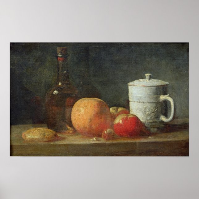 Affiches Vie morte avec Fruit et Bouteille de vin (Devant)