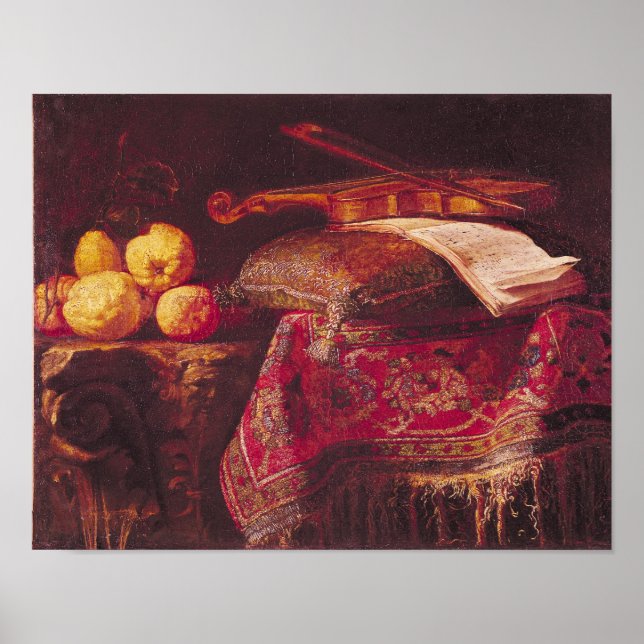 Affiches Vie morte des fruits et instruments de musique (Devant)