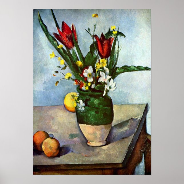 Affiches Vie morte, tulipes et pommes par Paul Cezanne (Devant)