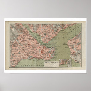 Affiches Vieille carte de Constantinople