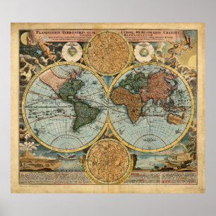 Affiches Vieille carte de la copie médiévale d'affiche du