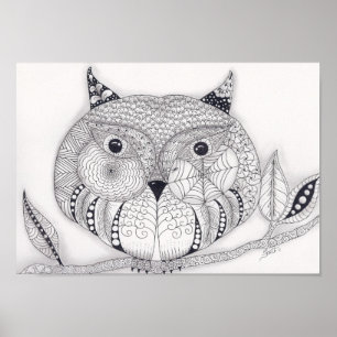 Affiches Vieille Chouette Sage Pleine Taille