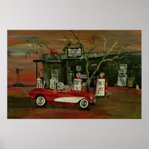 Affiches Vieille copie convertible d'affiche de Corvette de