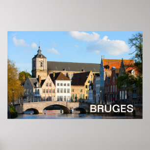 Affiches Vieilles maisons en Bruges, Belgique