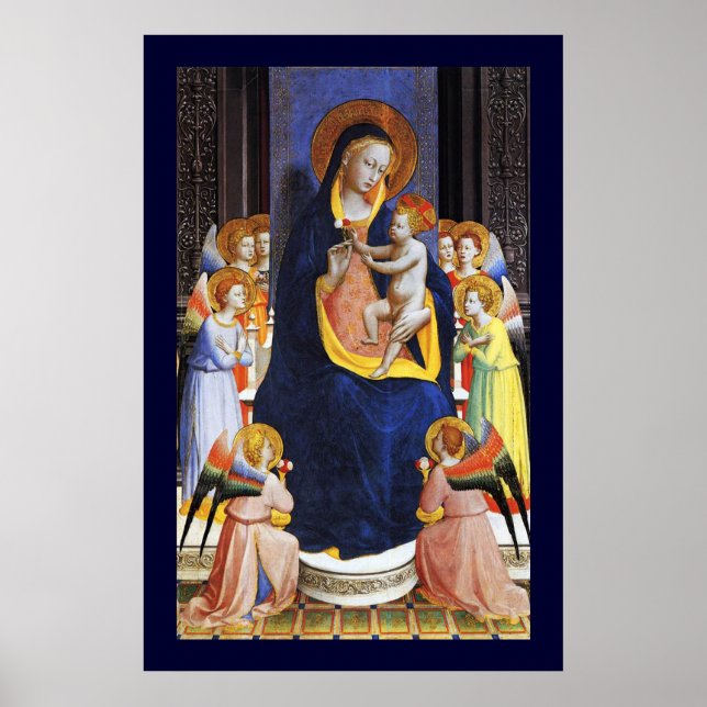AFFICHES VIERGE AVEC ENFANT, ANGELS ET SAINTS (Devant)