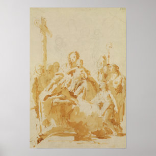 Affiches Vierge et enfant adoré par les évêques, les moines