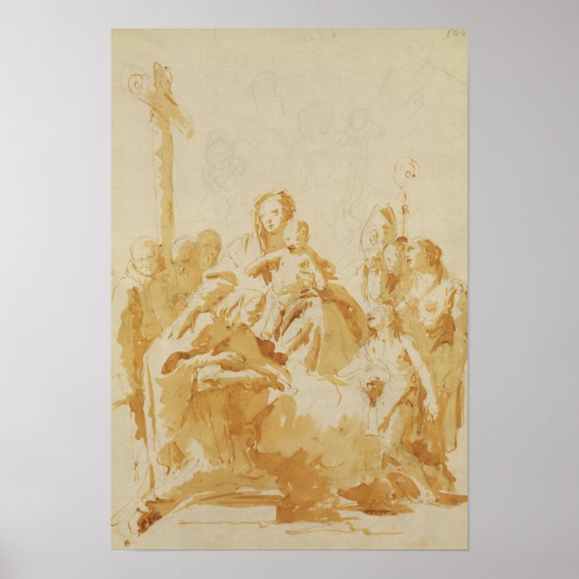 Affiches Vierge et enfant adoré par les évêques, les moines (Devant)