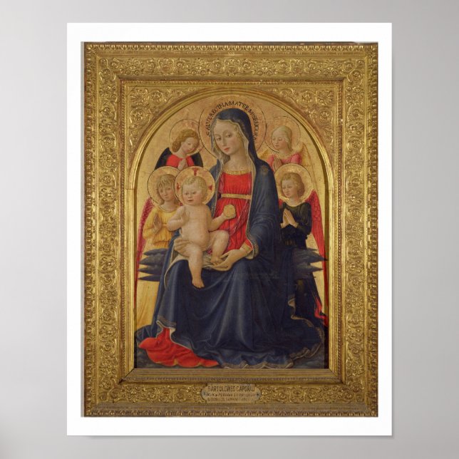 Affiches Vierge et enfant avec anges, c.1467 (huile sur vit (Devant)