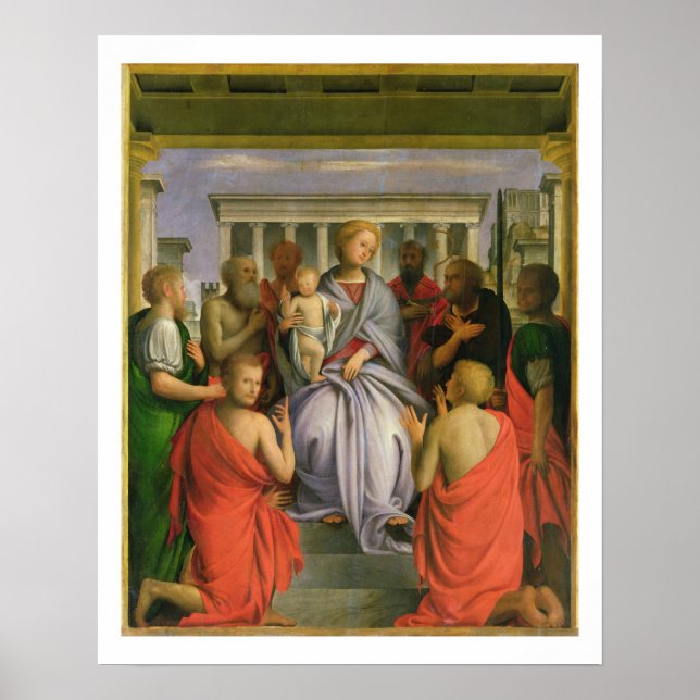 Affiches Vierge et enfant avec huit saints, 1520 (temper (Devant)
