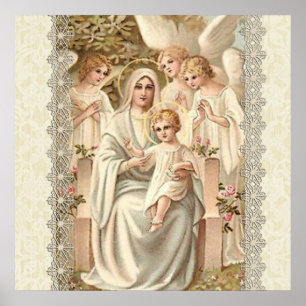 Affiches Vierge Madonna Mary avec l'enfant Jésus et les