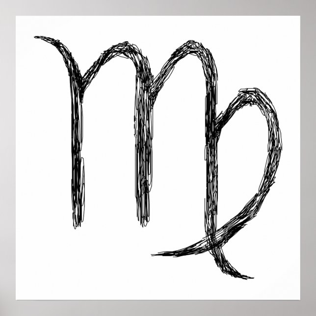 Affiches Vierge. Panneau astrologie zodiaque. Noir. (Devant)