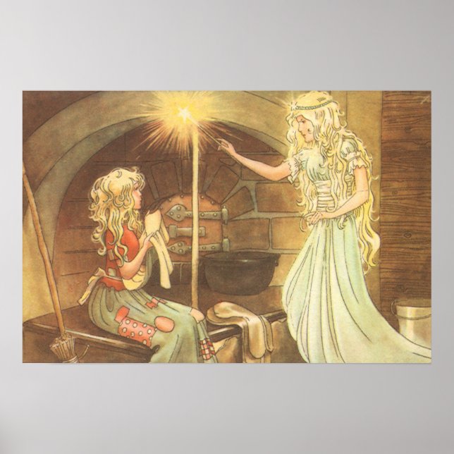 Affiches Vieux Conte de Fées, Cendrillon et Marraine Fée (Devant)