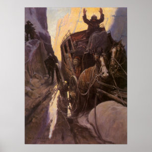 Affiches Vieux Cowboys, Hold Up dans le Canyon par NC Wyeth