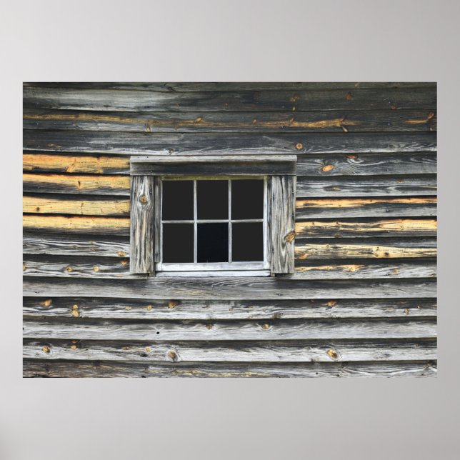 Affiches Vieux mur en bois avec fenêtre (Devant)