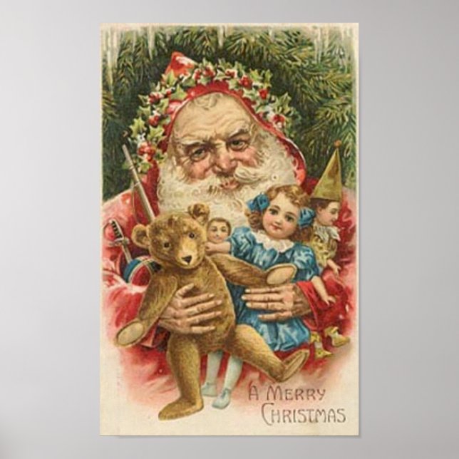 Affiches Vieux Père Noël et jouets (Devant)