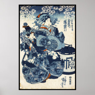 Affiches Vieux rouleau vintage japonais frais de geisha