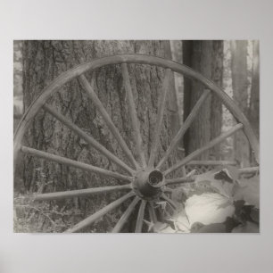 Affiches Vieux Wagon Roue Vieux Noir Et Blanc